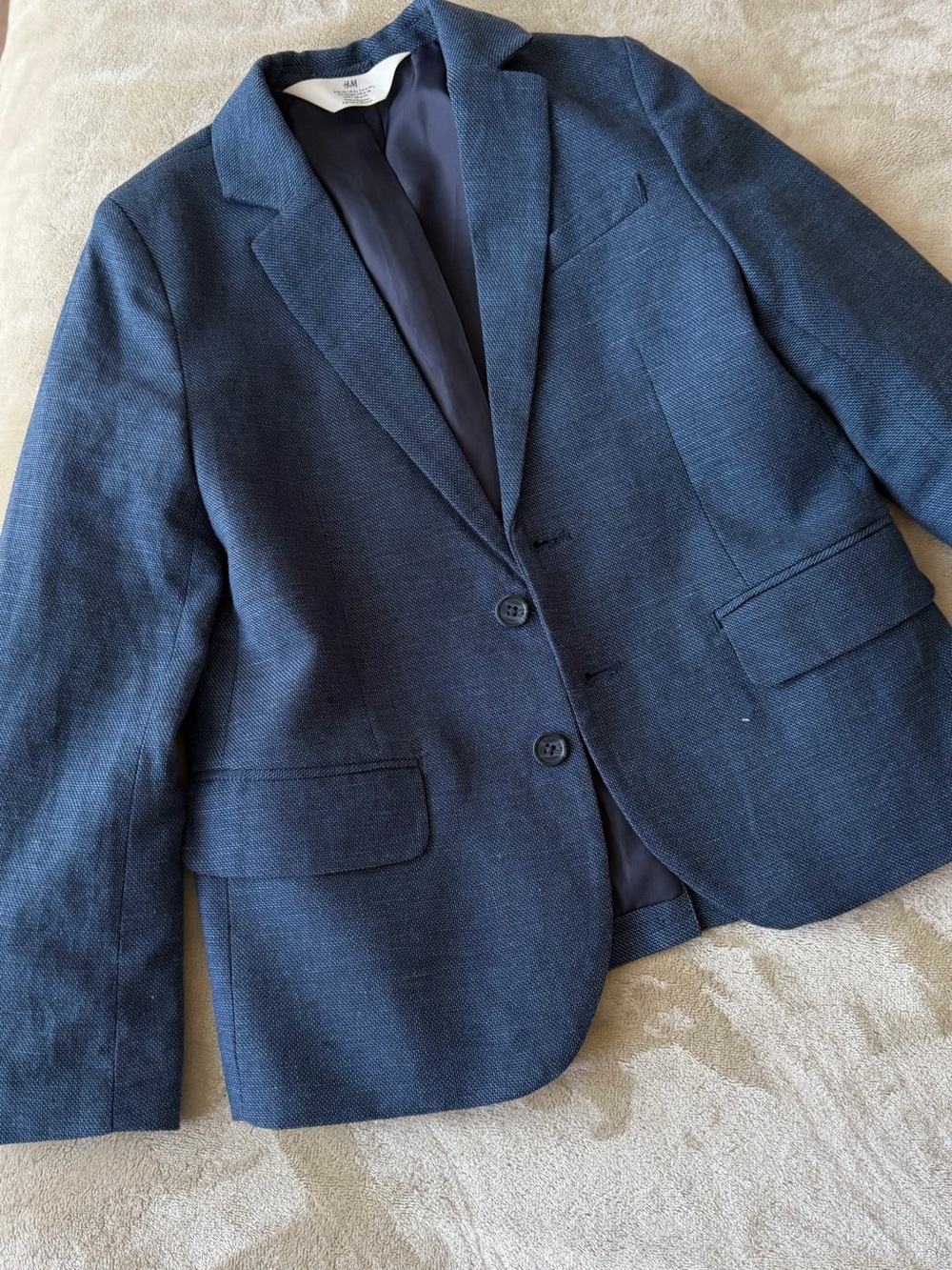 H&M Navy Blue Kids Blazer - Two-Button Notch Lapel